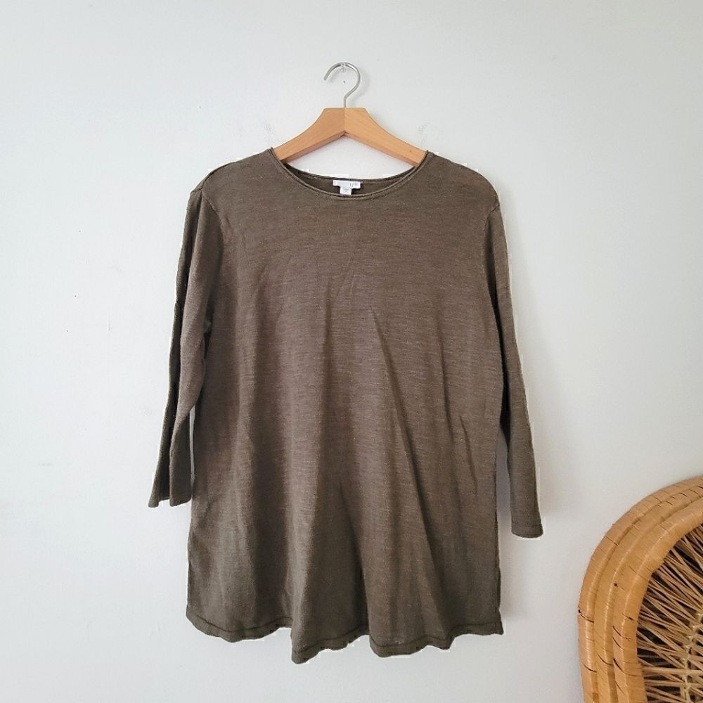 J. Jill Linen/Cotton Blend Green Top M Petite